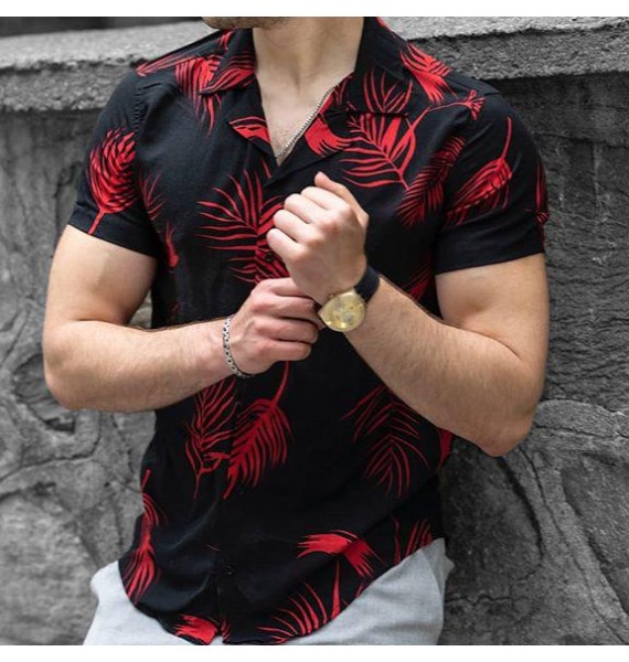 Casual pnt print short-sleeved pel shirt