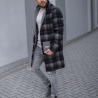 Street Style Pid Textured Single-breasted Coat