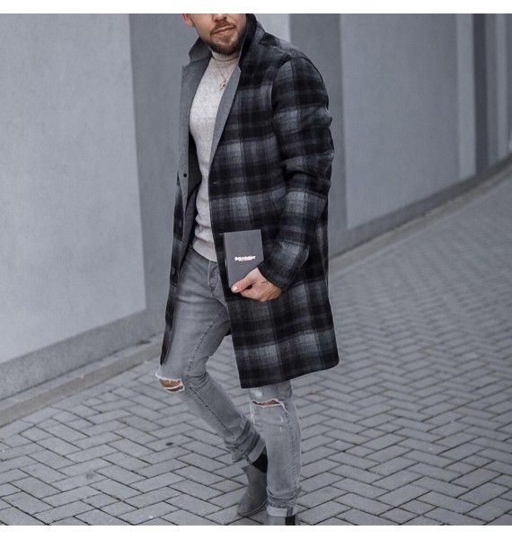 Street Style Pid Textured Single-breasted Coat