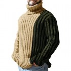 Men's Fashion Splicing Contrast Long Sleeve Turtleneck Sweater