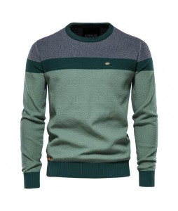 Men's Striped Panel Crewneck Sweater