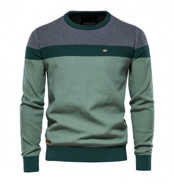 Men's Striped Panel Crewneck Sweater