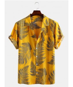 Men's Leaf Short Sleeve Beach Shirt