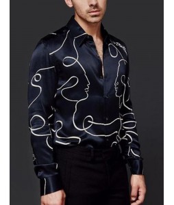 Abstract Print Fashion pel Long Sleeve Shirt