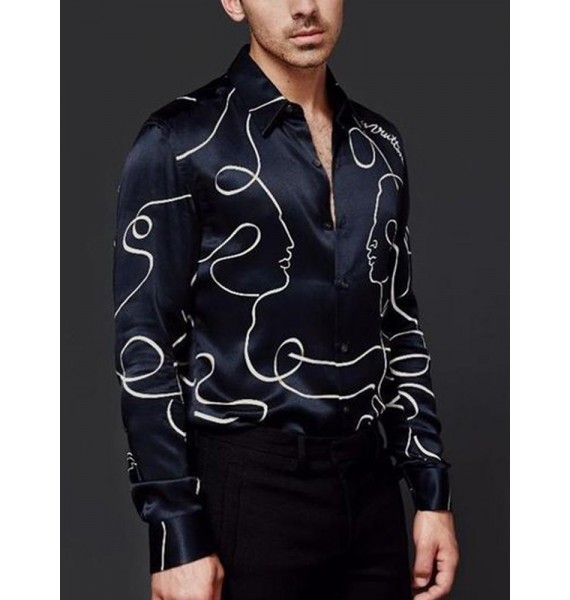 Abstract Print Fashion pel Long Sleeve Shirt