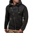 Men's Retro Fashion Diagonal Zipper Bck Long Sleeve Thickened Sweater Cardigan