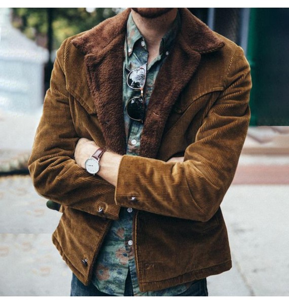 Men's Retro Winter Velvet Corduroy Jacket