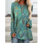 Fashion Loose Crew Neck Printed Long Sleeve Shirt