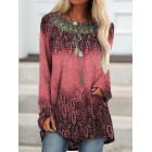 Fashion Loose Crew Neck Printed Long Sleeve Shirt