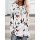 Fashion Loose Crew Neck Printed Long Sleeve Shirt