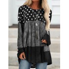 Fashion Loose Crew Neck Printed Long Sleeve Shirt