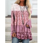 Fashion Loose Crew Neck Printed Long Sleeve Shirt