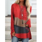 Fashion Loose Crew Neck Printed Long Sleeve Shirt