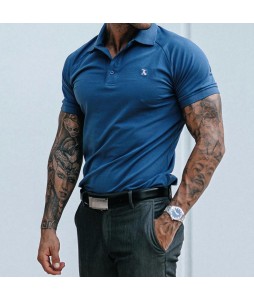 Letter Embroidered Slim Polo Shirt