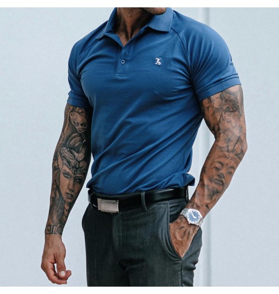 Letter Embroidered Slim Polo Shirt