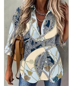 Casual Fashion Printed pel Long Sleeve Shirt