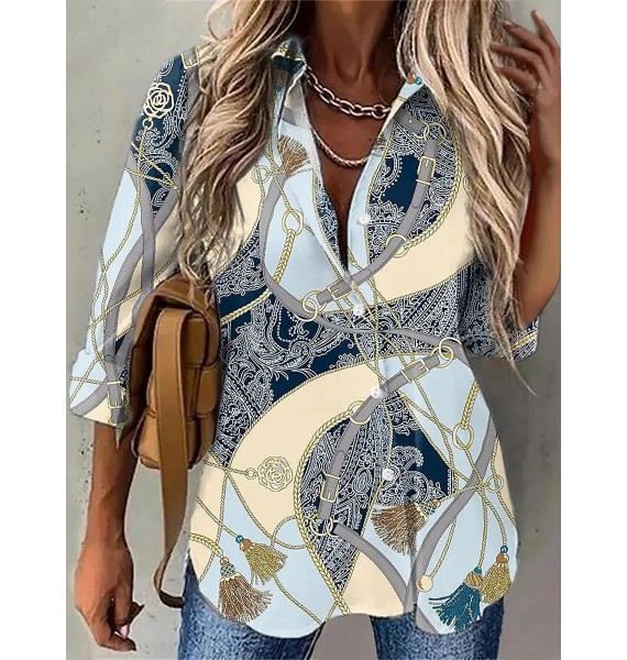 Casual Fashion Printed pel Long Sleeve Shirt