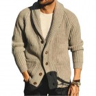 Men's pel Long-sleeved Pit Strip Cardigan Sweater Single-breasted Solid Color Jacket Men