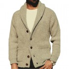 Men's pel Long-sleeved Pit Strip Cardigan Sweater Single-breasted Solid Color Jacket Men