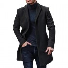 Men's Fashion Solid Color Basic Jacket Mid Wool Coat