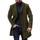 Men's Fashion Solid Color Basic Jacket Mid Wool Coat