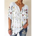 dies V-neck Floral Print Fashion Short-sleeved Blouse