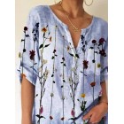 dies V-neck Floral Print Fashion Short-sleeved Blouse