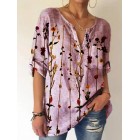 dies V-neck Floral Print Fashion Short-sleeved Blouse