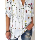 dies V-neck Floral Print Fashion Short-sleeved Blouse