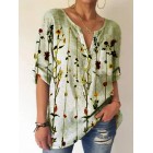 dies V-neck Floral Print Fashion Short-sleeved Blouse