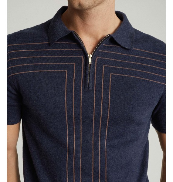 Kade Navy Zip Polo Shirt