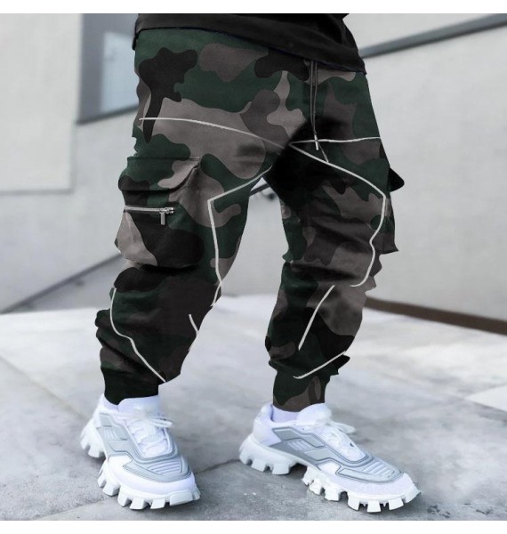 Men's Slim Fit Camo High Street Multi Pocket Cargo Pants