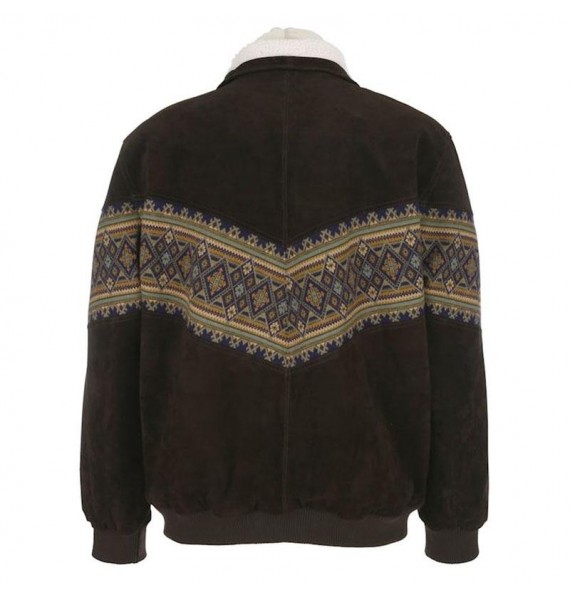 Mens  Suede Printed Fleece Jacket