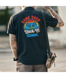 Men's Back To School Fun Print 'GAME OVER' BBack To School Polo Shirt