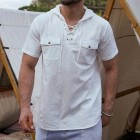 Men Short Sleeve Linen Shirt