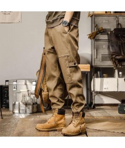 Men's Casual Retro American Loose Straight Cargo Pants Harem Pants