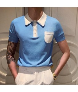 Knitted Simple Casual Polo Shirt