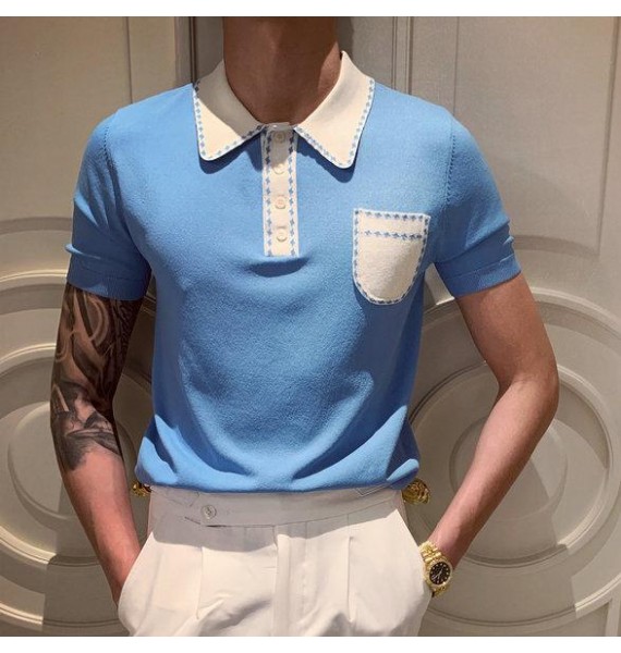 Knitted Simple Casual Polo Shirt