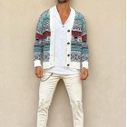 Ethnic Pattern Wool Cardigan