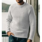 Men's Fashion Retro Solid Color Casual Round Neck Pullover Sweater