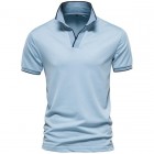 Men's Solid V-Neck Polo Shirt Work T-Shirt