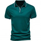 Men's Solid V-Neck Polo Shirt Work T-Shirt