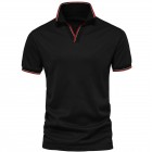 Men's Solid V-Neck Polo Shirt Work T-Shirt