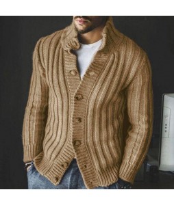 Men's Casual Single Breasted pel Long Sleeve Sweater Cardigan