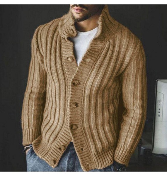 Men's Casual Single Breasted pel Long Sleeve Sweater Cardigan