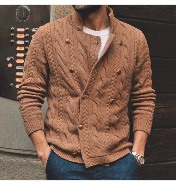 Men's  Casual Button Design Wool Sweater