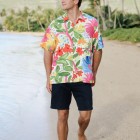 Men's Watercolor Flower Print Resort Shirt