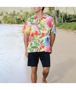 Men's Watercolor Flower Print Resort Shirt