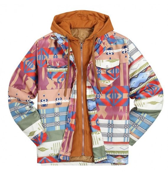 Men's Outdoor  Pid Print Long Sleeve Hooded Jacket Coat