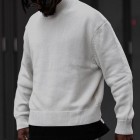 Men's White Retro Loose Casual Cssic Crewneck Sweater